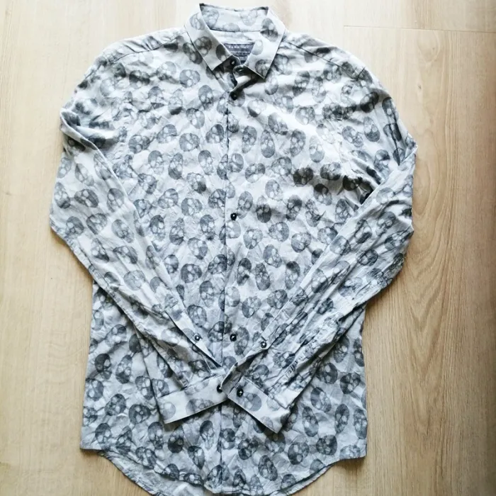 Zara Man Halloween Chemise Crâne Vintage Gris Homme Ouija Wizard Mode (Taille S) - photo numéro 2