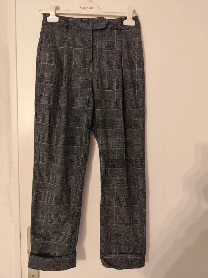 Pantalon gris a carreaux 34