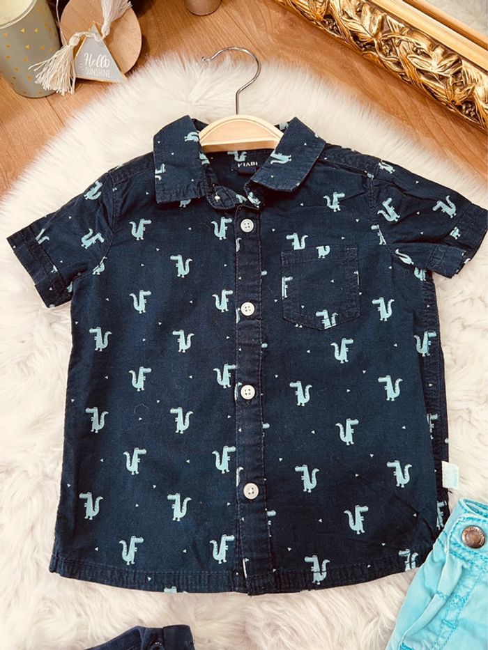 Taille 18 mois ensemble d’été 3 pièces garçon multimarques bleu marine et turquoise * crocodile * 💙 - photo numéro 2