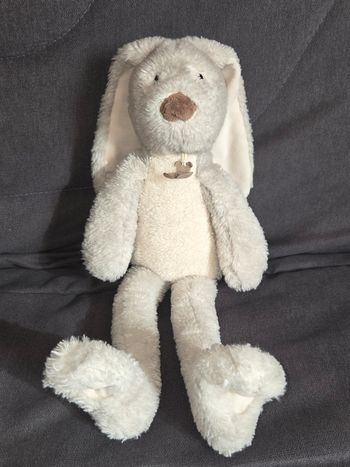 Doudou peluche Lapin gris et blanc - 45 cm - Histoire d'ours