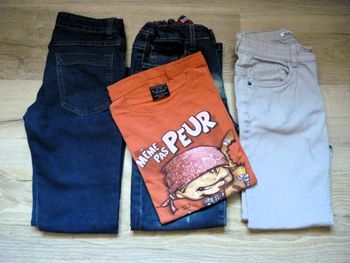 Lot pantalons garçon 10 ans Gemo jean bleu + gris TBE
