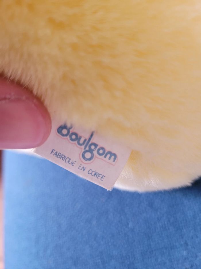 RARE Grand Ours et Ourson bébé Boulgom jaune hochet grelot (qui fonctionne) 28cm collection - photo numéro 5