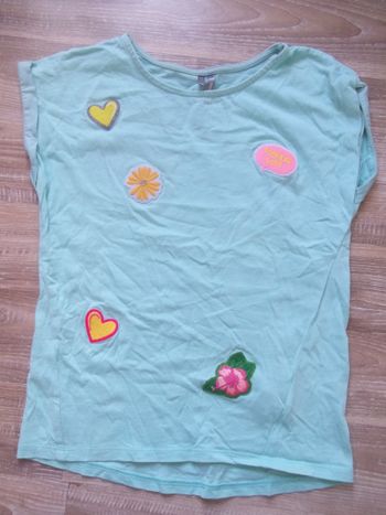 T-shirt turquoise patché "love" Orchestra 10 ans