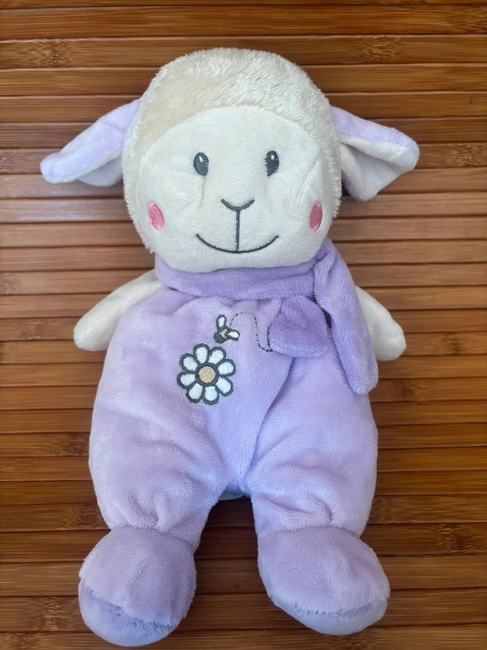 Doudou mouton violet mauve fleur grelot artesavi - photo numéro 2