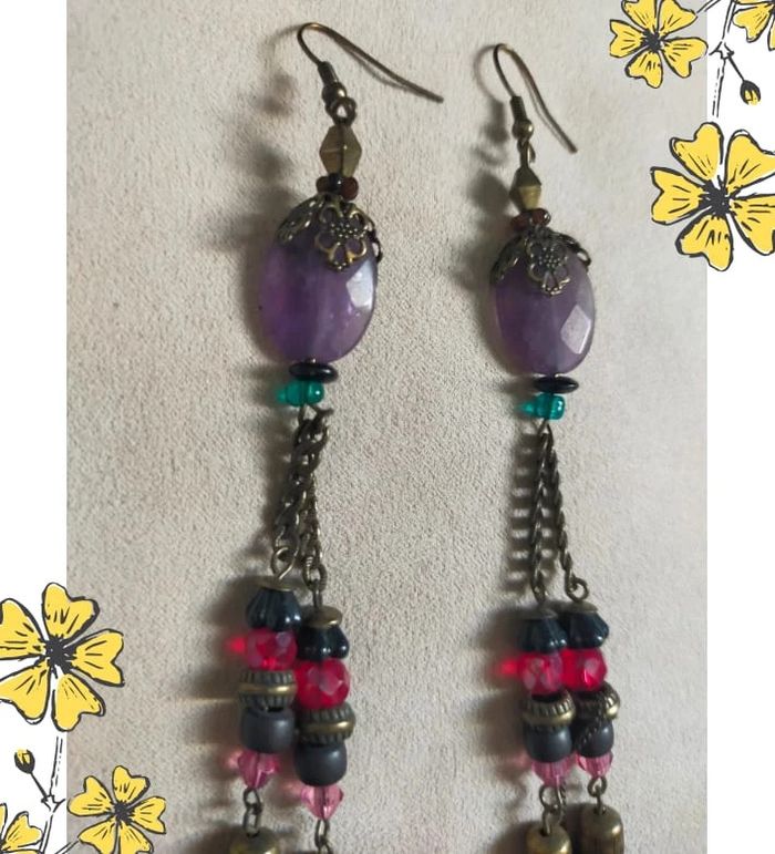 Boucles d’oreilles longues bohème chic – Collection Reflets de Lavande - photo numéro 8