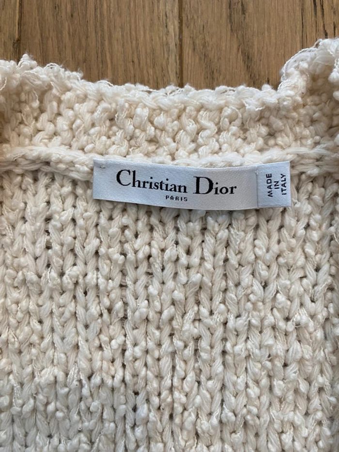 Gilet sans manches en coton et laine blanc cassé Christian Dior AH 2024 taille 36 - photo numéro 3