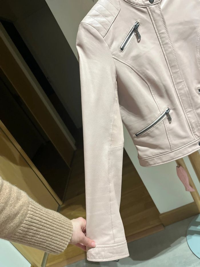 Veste Perfecto Rose en Cuir - photo numéro 7