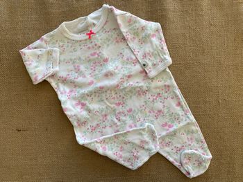 Pyjama bébé Petit Bateau 3 mois blanc motifs fleurs été 