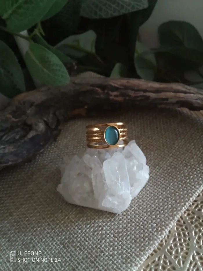 Bague oeil de chat bleue