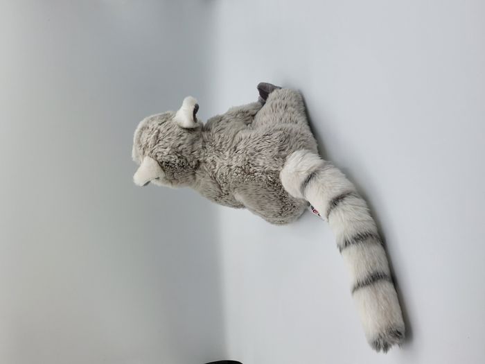 Peluche doudou lémurien blanc marron chiné blanc gris noir NATURE PLANET 22 cm - photo numéro 3