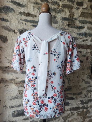 Blouse manches courtes fleurie blanc écru rose La Redoute Taille 36 38