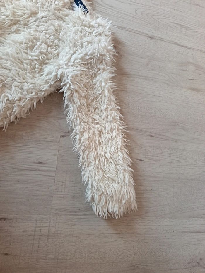 Veste Gilet 8 ans écru crème ille effet poilu fermeture éclair - photo numéro 6