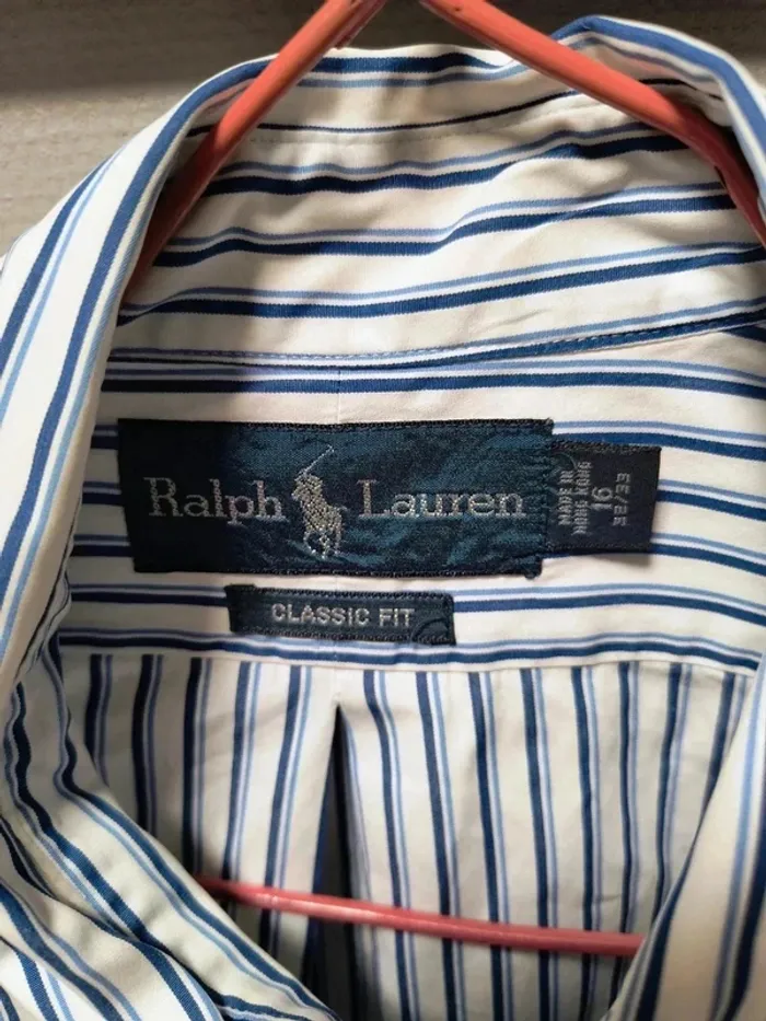 Chemise Ralph Lauren rayée bleu/blanc – Classic Fit – Vintage Y2K - photo numéro 2