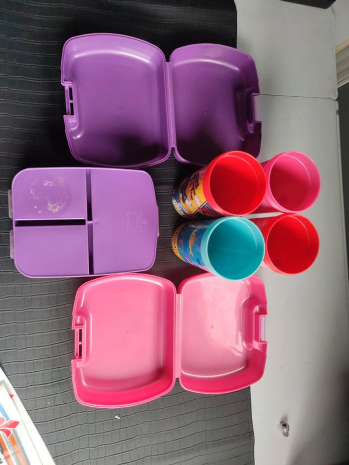 Lot boîtes à goûter et verres pat patrouille baby shark reine des neiges - photo numéro 6