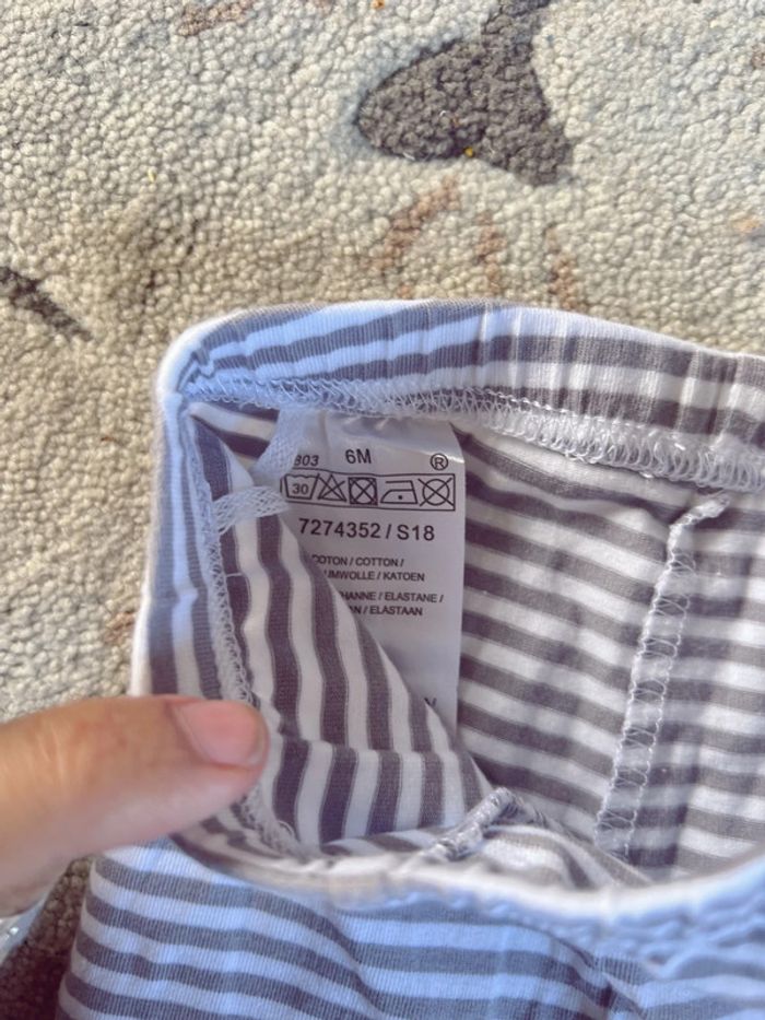 Legging à rayures blanc et gris 6 mois - photo numéro 2