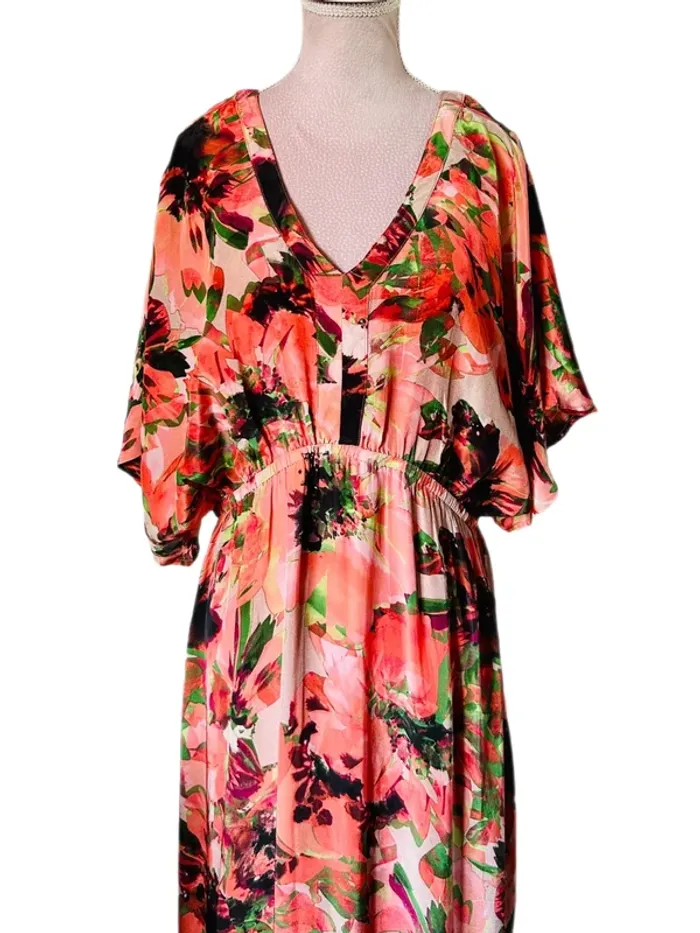 🌺🌿Robe longue bohème 38/40 Cream CREliza Peach Flower boho maxi dress🌿🌺 - photo numéro 9