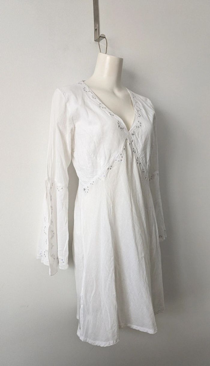 Robe d'été tunique de plage manches évasées - Blanc du Nil - taille 3 (40) - photo numéro 2
