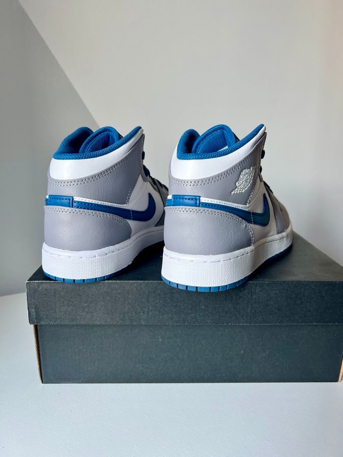 Nike air Jordan 1 Mid true blue gris bleu blanc 38 - photo numéro 4