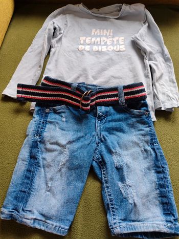 Ensemble tee shirt ml et short 3 ans
