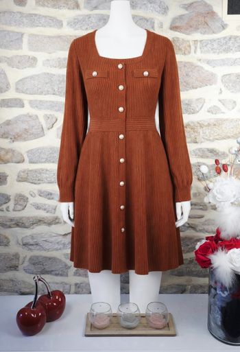 Robe en tricot maille  côtelée terracotta Femme Taille 54 marque Asos 🪷 