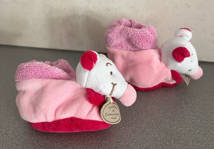 Chaussons hochet souris 0/6 mois Doudou et Compagnie - photo numéro 3