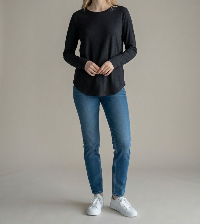 T-shirt manches longues femme noir Amazon Essentials taille L neuf - photo numéro 1