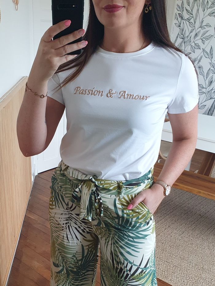 T-shirt Passion et Amour blanc/bronze Taille L