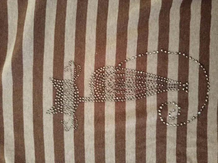 Pull léger vintage crème marron chat paillettes - photo numéro 7