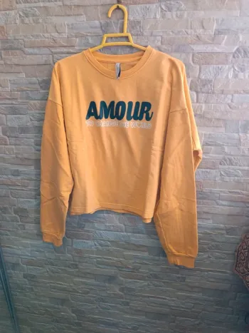 Sweat Crop top moutarde FPC 16A