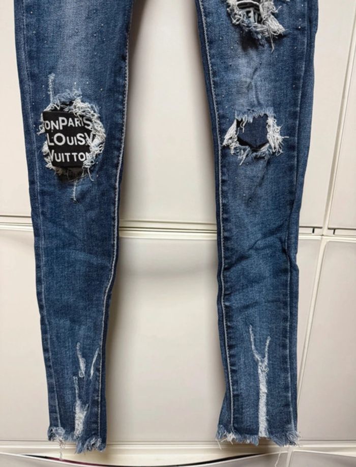 👖 Jean slim femme – Daysie Couleur bleu, avec effet troué tendance Taille 34 - photo numéro 2