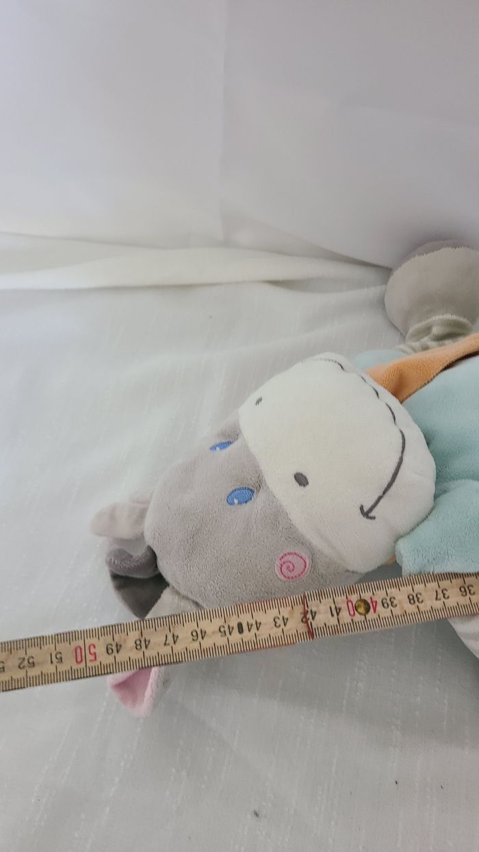 Nicotoy Doudou Cheval bleu gris Poussin 35 cm Echarpe orange feuille - photo numéro 4