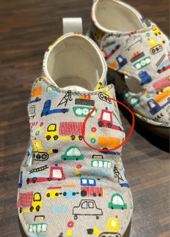 Chaussons a scratchs garcon en toile imprimée vehicules et cuir vert baudet taille 22 - photo numéro 15