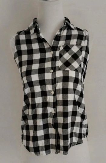 Chemise sans manches noire et blanche à carreaux H&M taille 13 ans /158cm