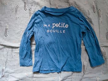 T-shirt manches longues bleu ma petite bouille T.18 mois