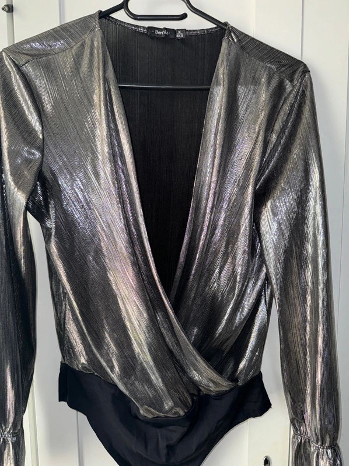 Body argenté et noir, Bershka, taille M - photo numéro 5