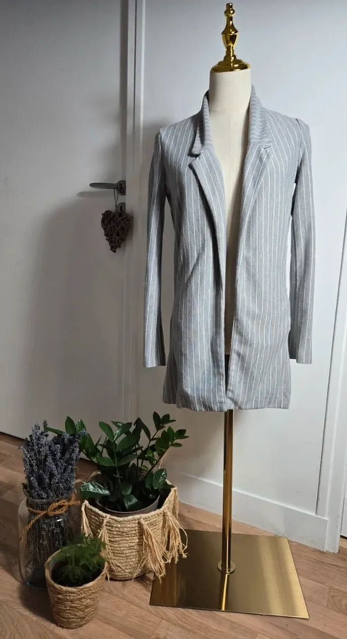 Veste/blazer Jennyfer grise & blanche taille XS/34 - photo numéro 3