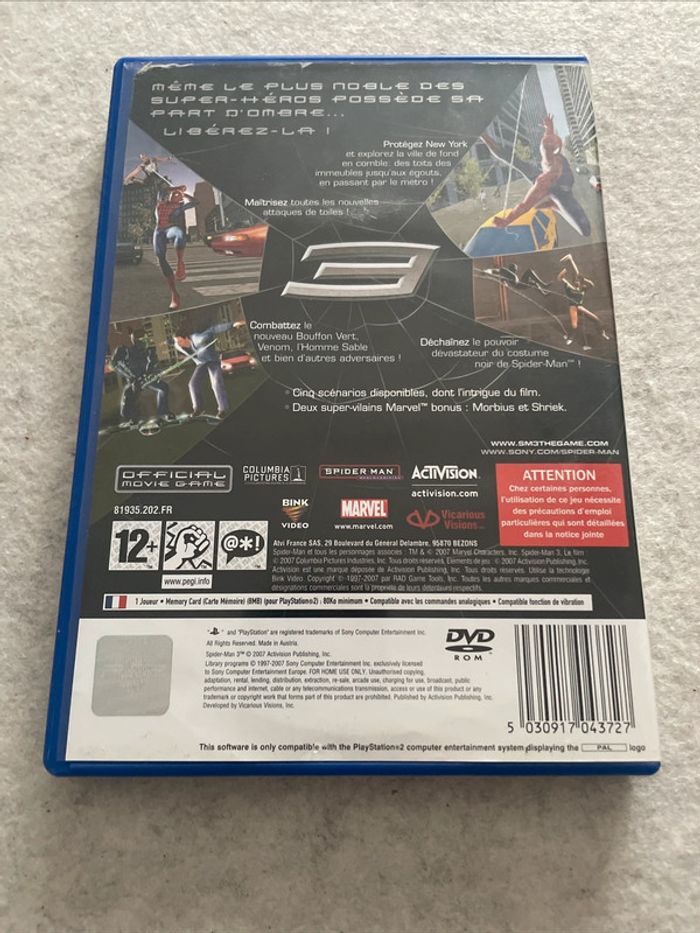 Spider-Man 3 - Jeu PlayStation 2 PS2 FR - photo numéro 3