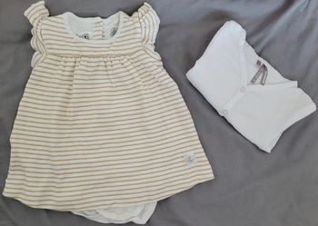 Jolie Robe body marinière + gilet 6 mois