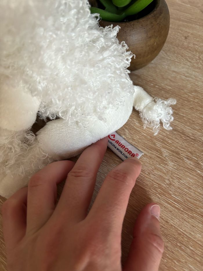 Peluche chien  caniche Aurora bouclette blanc - photo numéro 3
