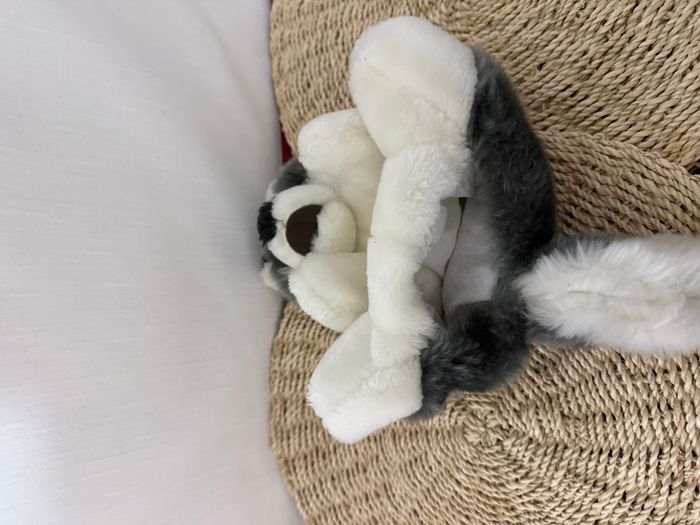 Doudou marionnette chien loup gris blanc - photo numéro 4