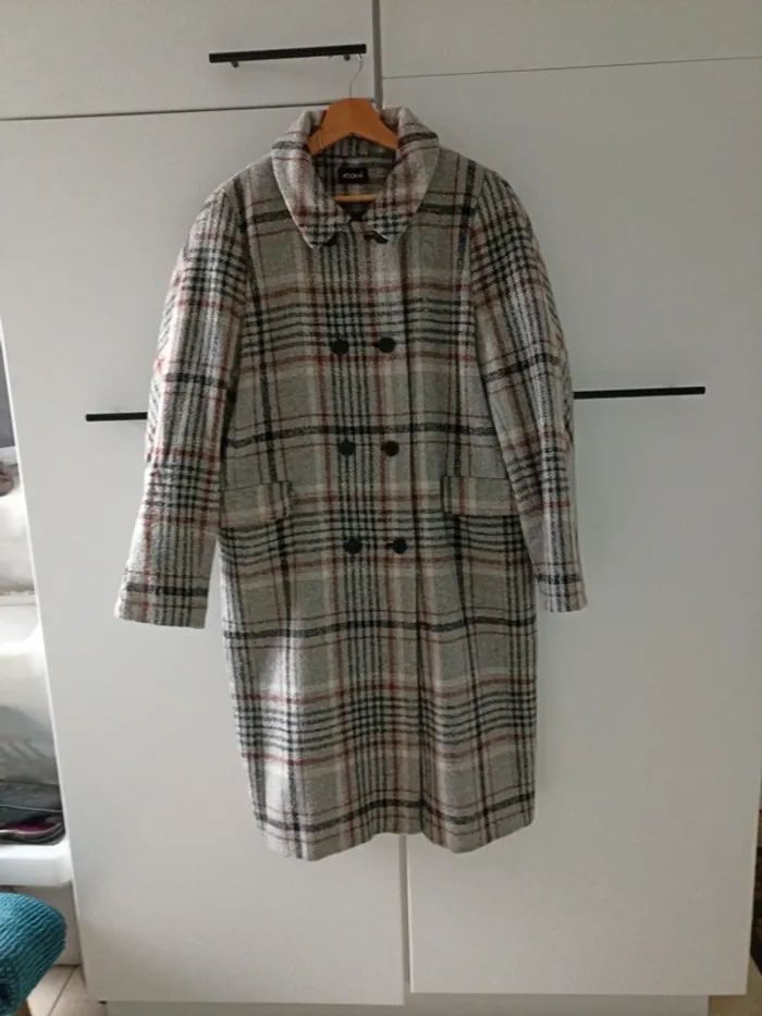 Kookaï manteau gris et bordeaux