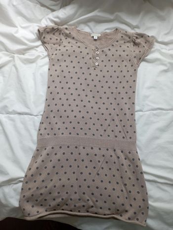 Robe manches courtes marron à pois noirs Vertbaudet 10 ans 3€