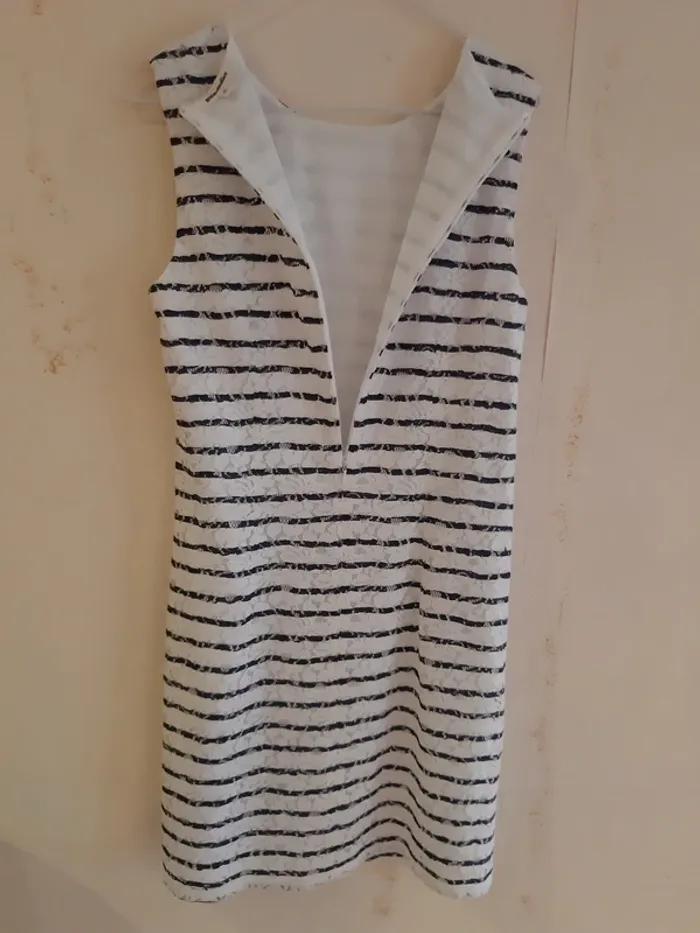Robe droite rayée bleu marine et blanche T40 - photo numéro 4