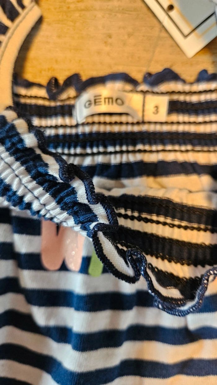 Débardeur bleu ligné blanc à bretelles, Gemo, 3 ans, neuf avec étiquette - photo numéro 5