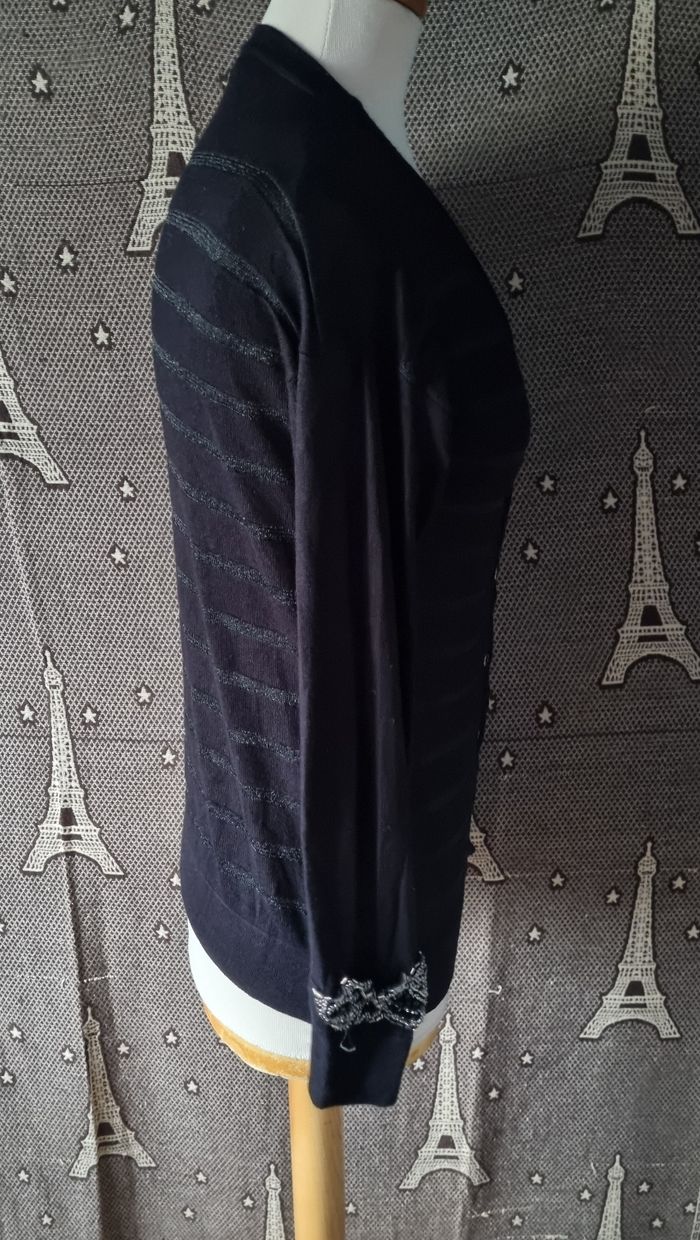 Gilet noir à rayures pailleté taille M - photo numéro 5