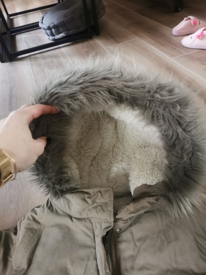 Manteau mi-long avec capuche kaki 12 ans - photo numéro 8