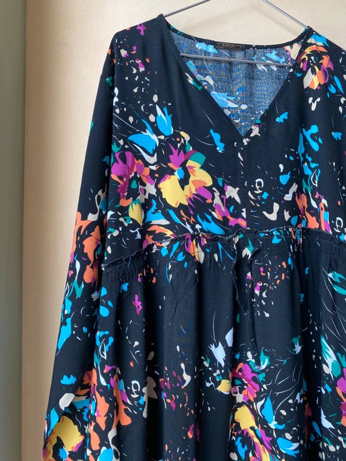 Robe longue noire à motifs multicolores S.E.N 44 - photo numéro 6