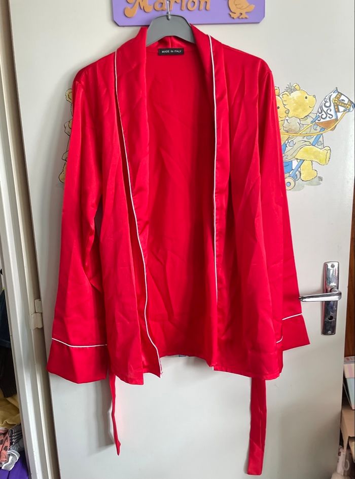 Veste/kimono rouge à nouer, taille unique, Made In Italy - photo numéro 2