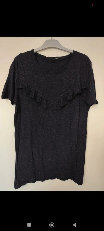 Tee shirt bleu marine à paillettes argentées taille L Etam