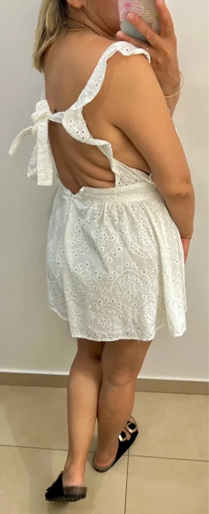 Combishort Blanche Romantique Brodé Taille M - photo numéro 5